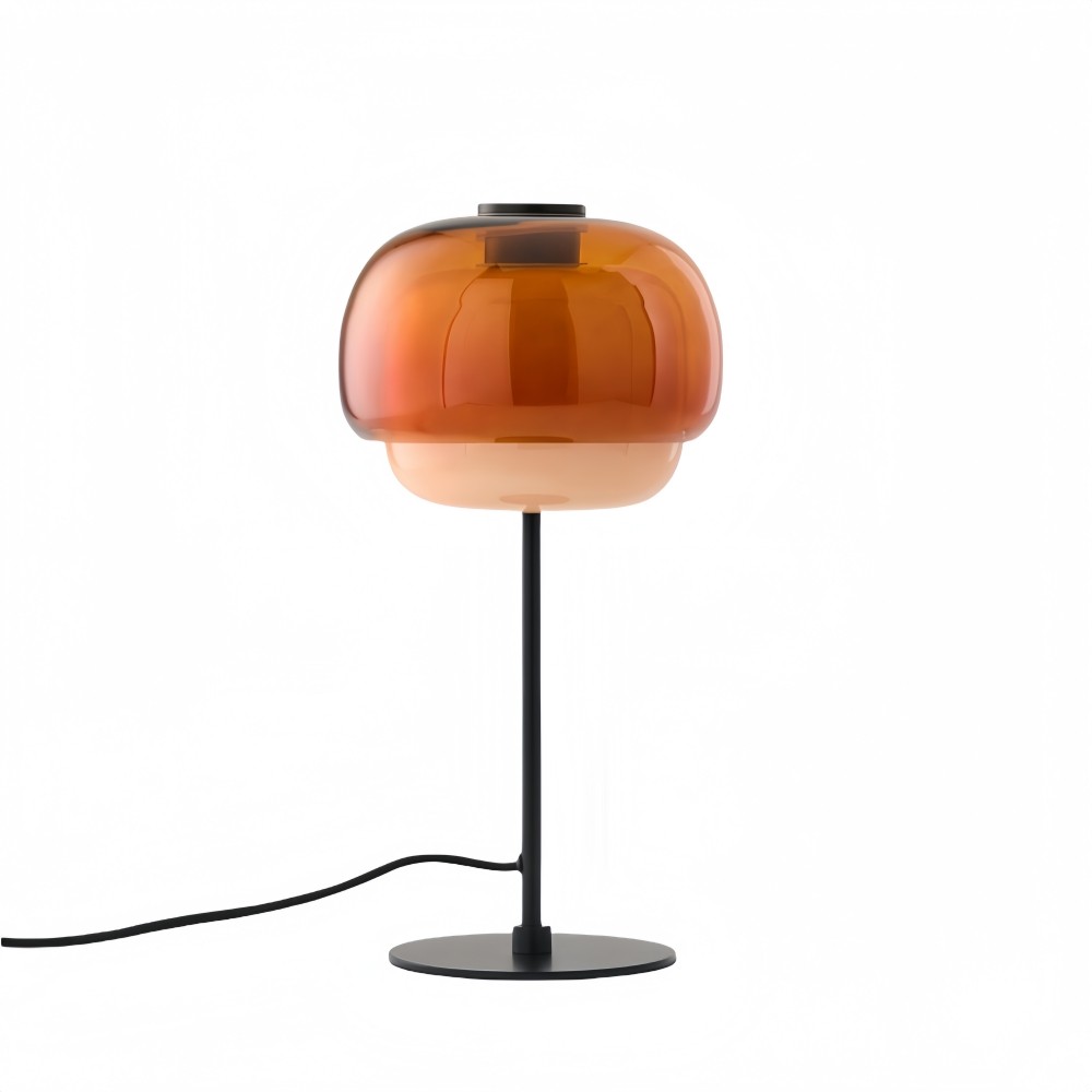 Clinco Dome Tafellamp van Gekleurd Glas - Retro Paddenstoelvormige Nachtlamp voor de Slaapkamer HL1095