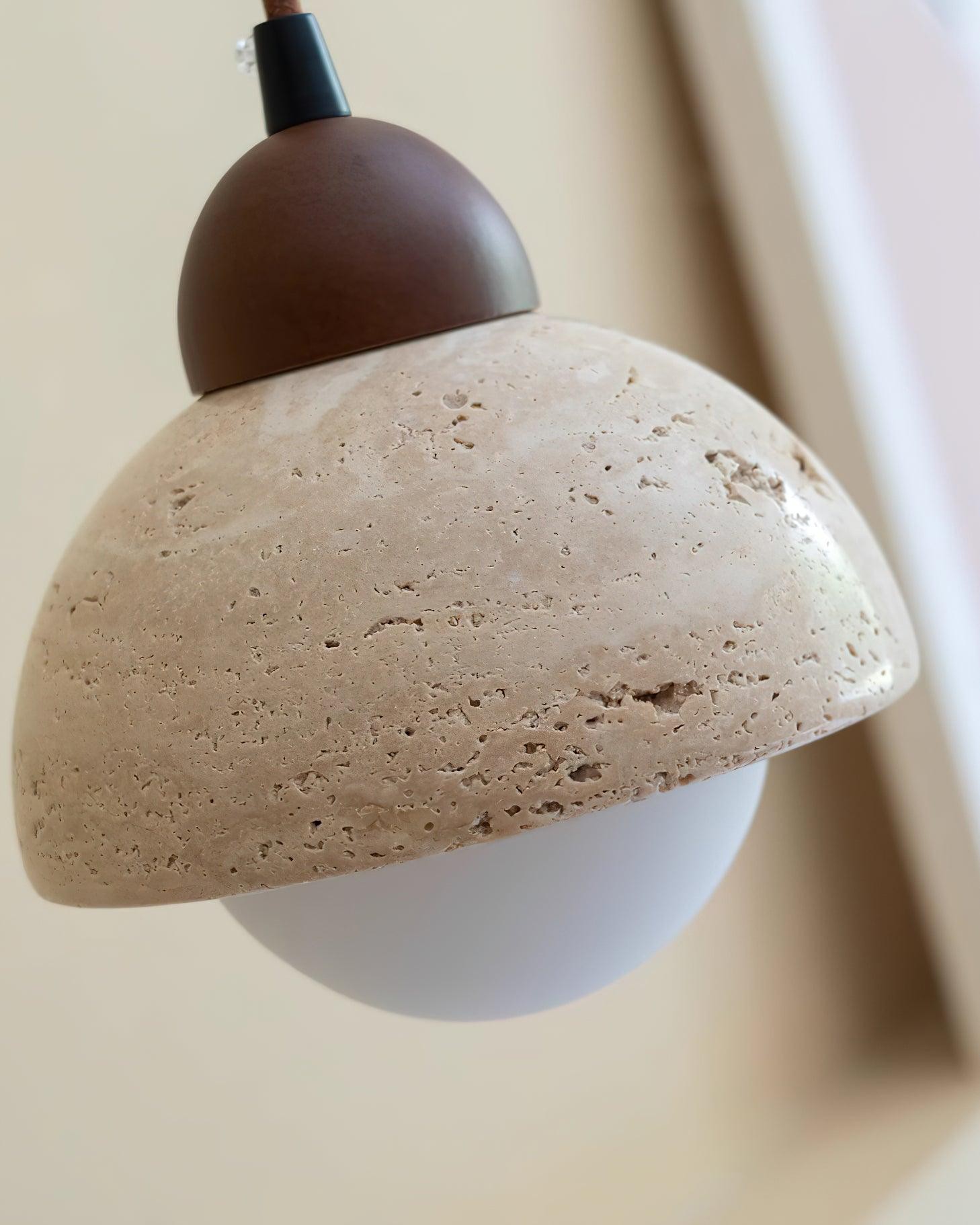 Gele travertijn hanglamp in Wabi-Sabi-stijl HL735