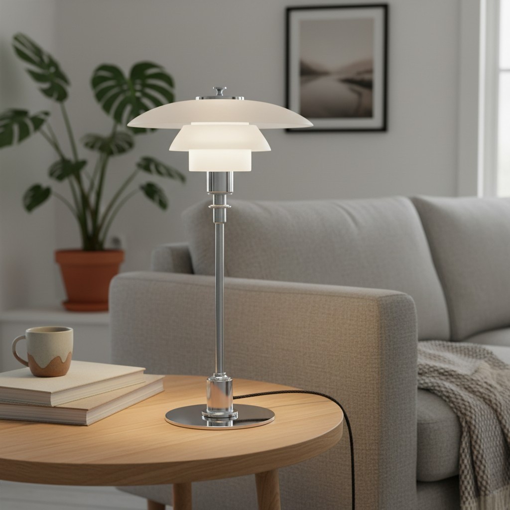 Glazen tafellamp met Multilayer roestvrij staal