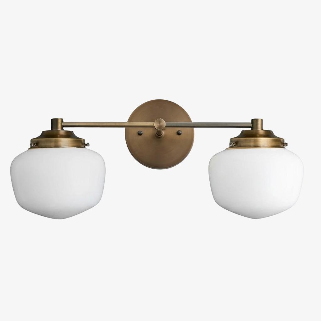 Opalume glazen Art Deco badkamerlamp - wandlamp met witte glazen kappen HL1668