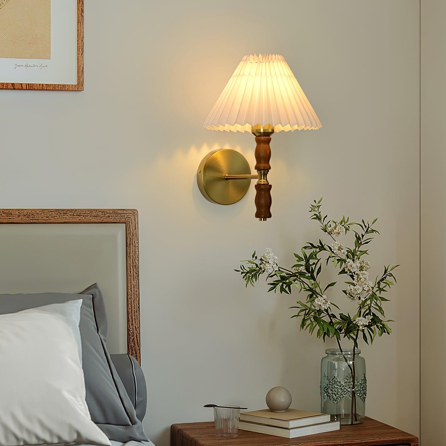 Japanse Retro Walnoot Sfeer Wandlamp Voor Slaapkamer HL807