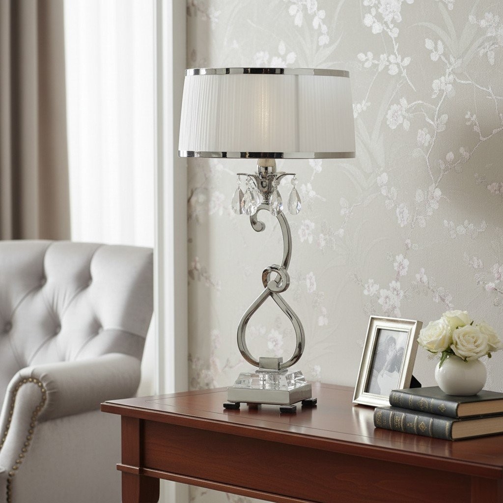 Talonis decoratieve kristallen tafellamp - gebogen metalen stijl voor thuisinterieurs HL2146