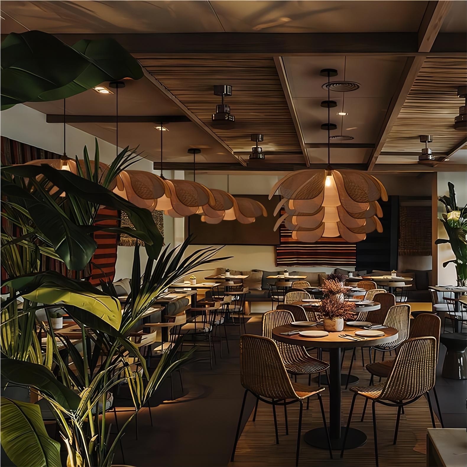 Rustieke rotan bloemblaadje design kroonluchter HL126