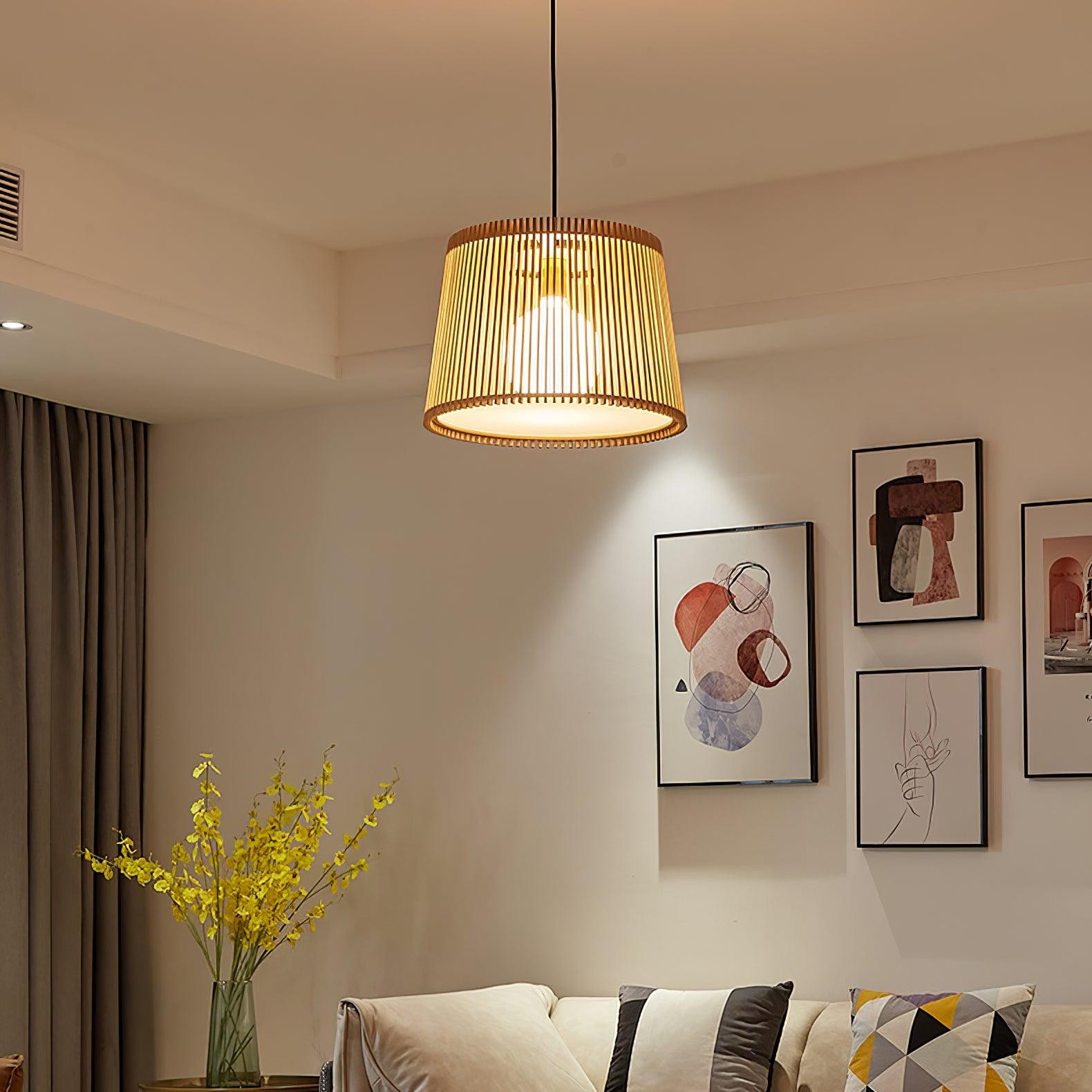 Houten boomstamkleurige kooi hanglamp HL752