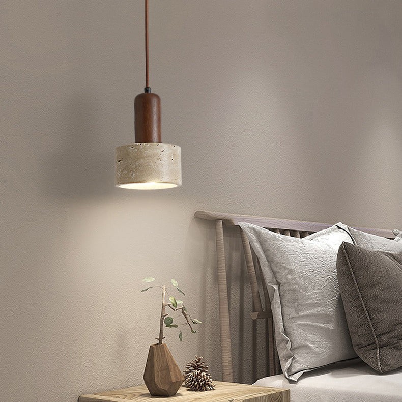 Traditionele retro cilindrische hanglamp van massief hout HL868