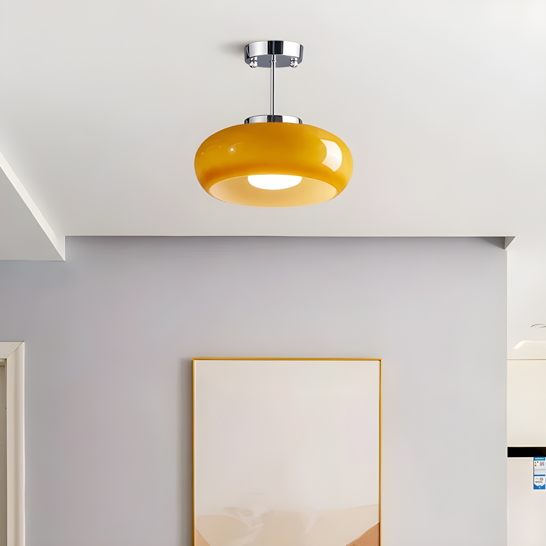 Retro messing schijf Bauhaus glazen plafondlamp HL167
