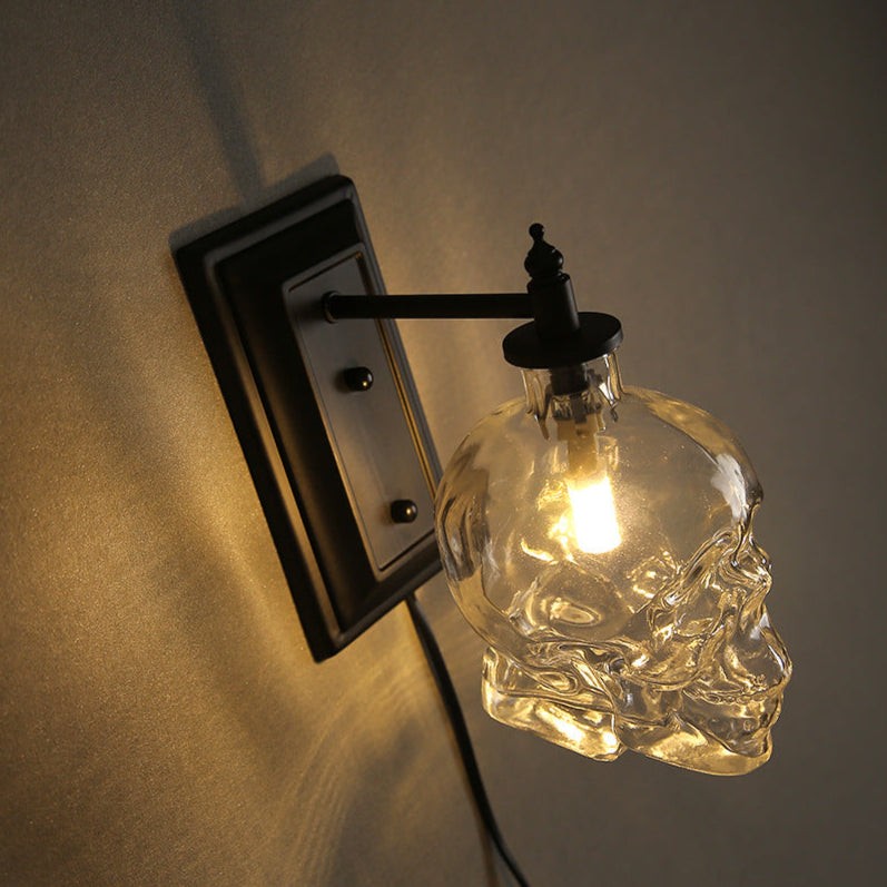 Helder glazen schedel wandlamp HL1251