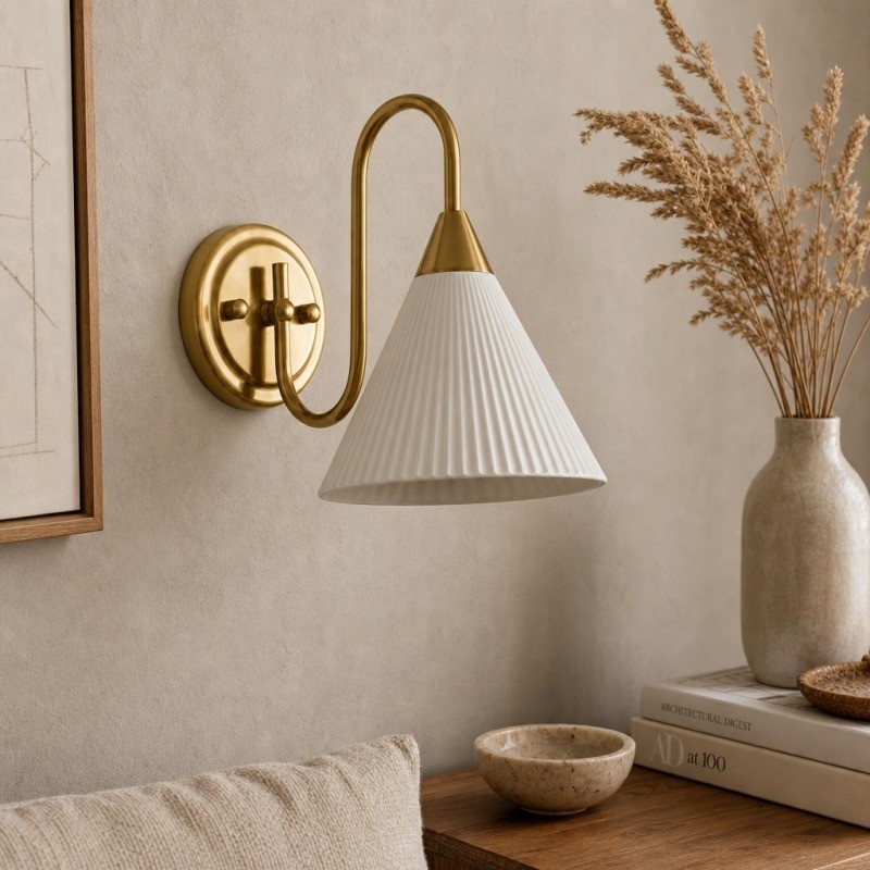 Celvane Franse vintage wandlamp - Elegant retro design nachtlampje voor slaapkamer en hal HL3604