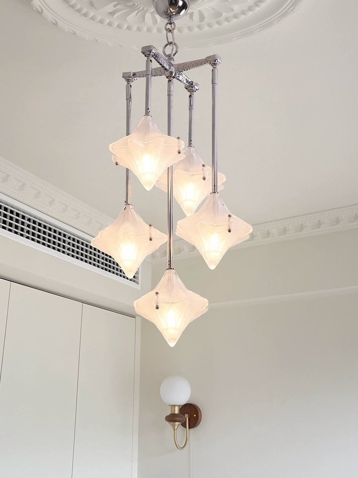 Art Deco Astris Star Kroonluchter - Decoratief armatuur van gematteerd glas voor eetkamer HL1791