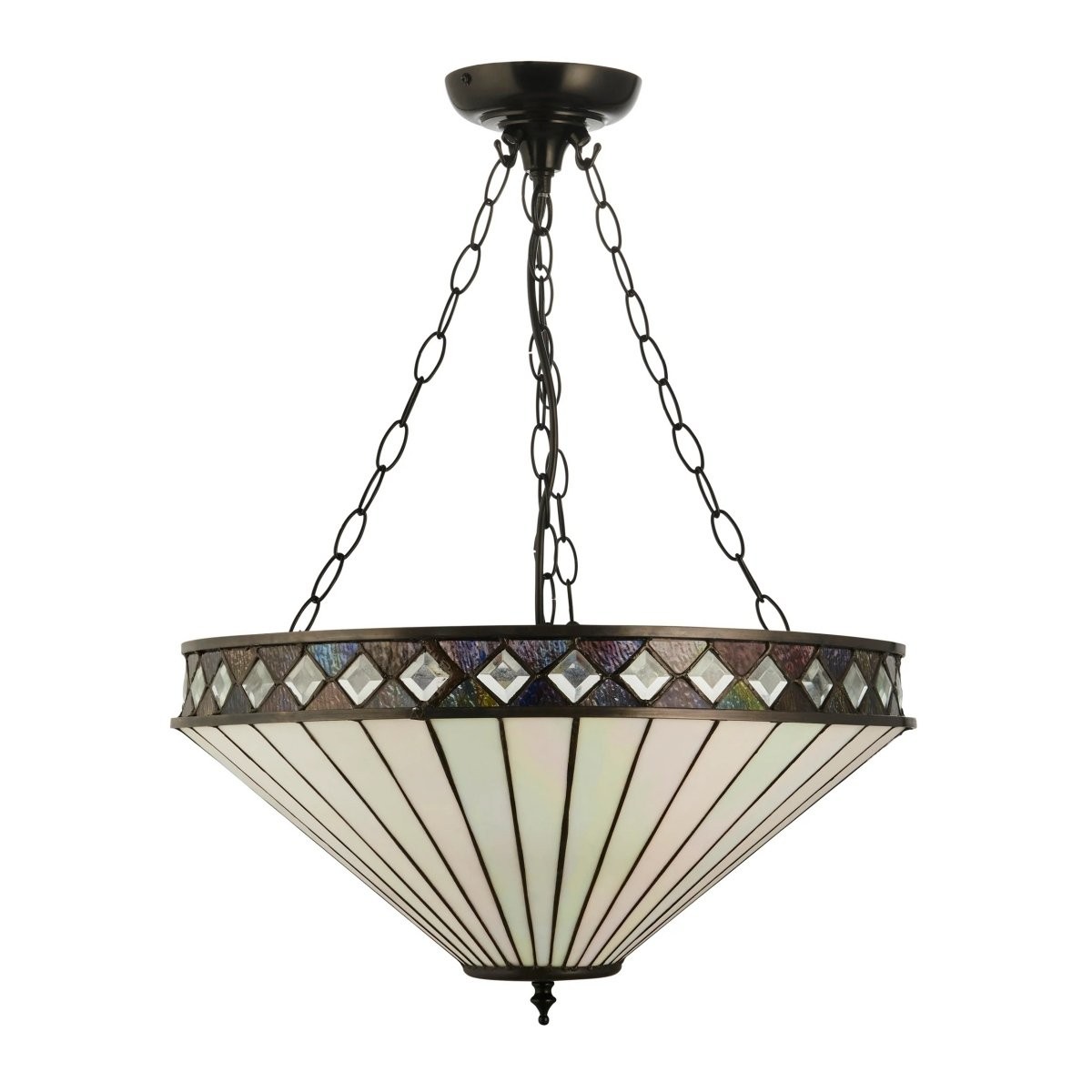 TF Fargo Verstelbare Hanglamp met Glas-in-lood-geïnspireerde omgekeerde kap voor kookeiland en eettafel HL2177