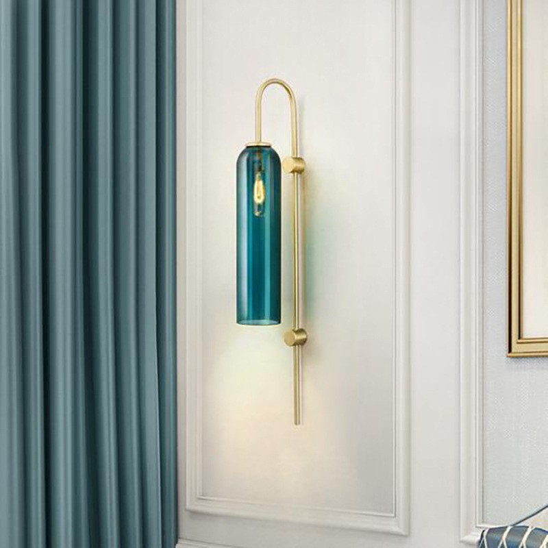 Glazen Float Glide Cilindrische Wandlamp voor Slaapkamer