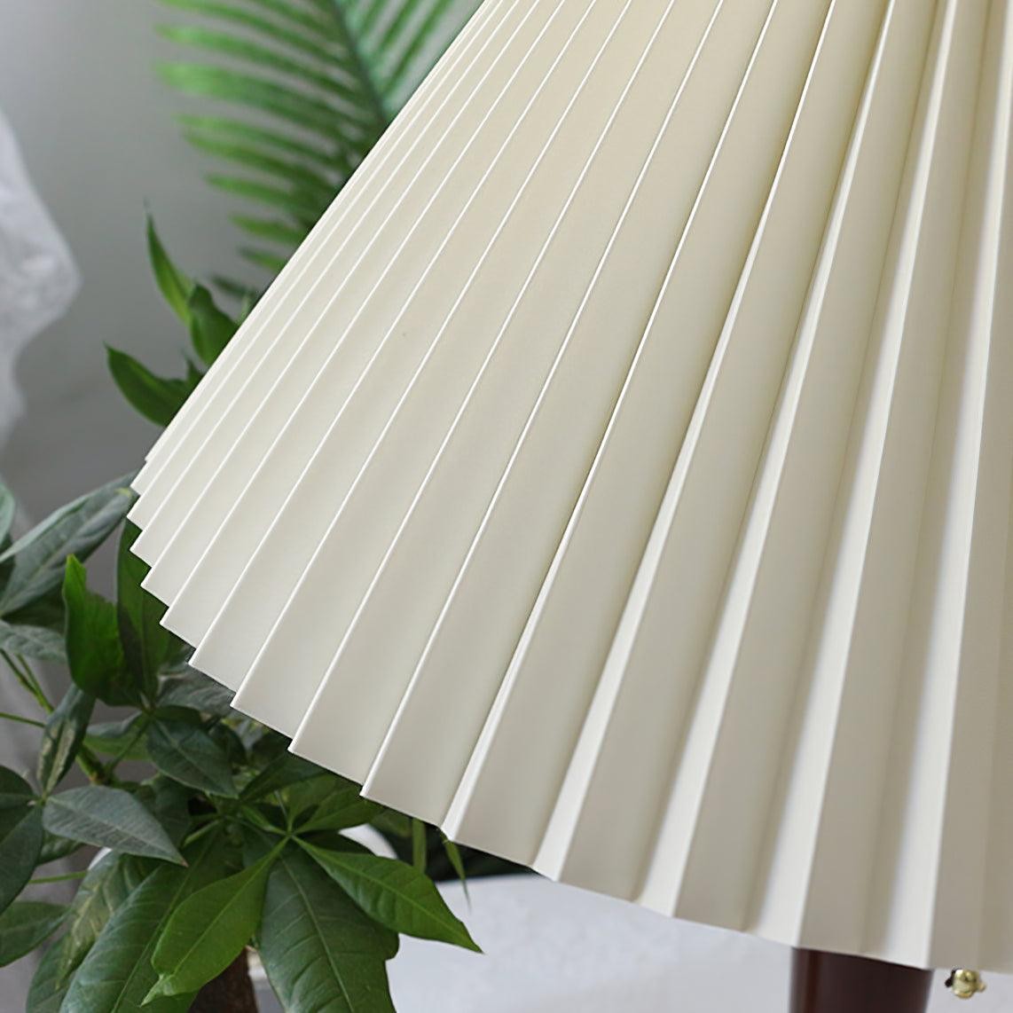 Nordic Retro Geplooide Stoffen Houten Tafellamp Voor Slaapkamer HL482