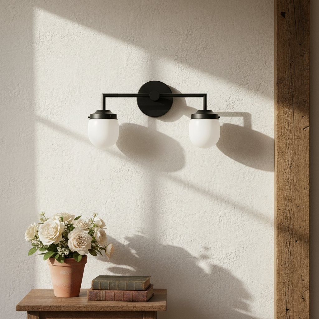 Opaalglas dubbele wastafellamp - Vintage stijl badkamer dubbele wandverlichting HL1665