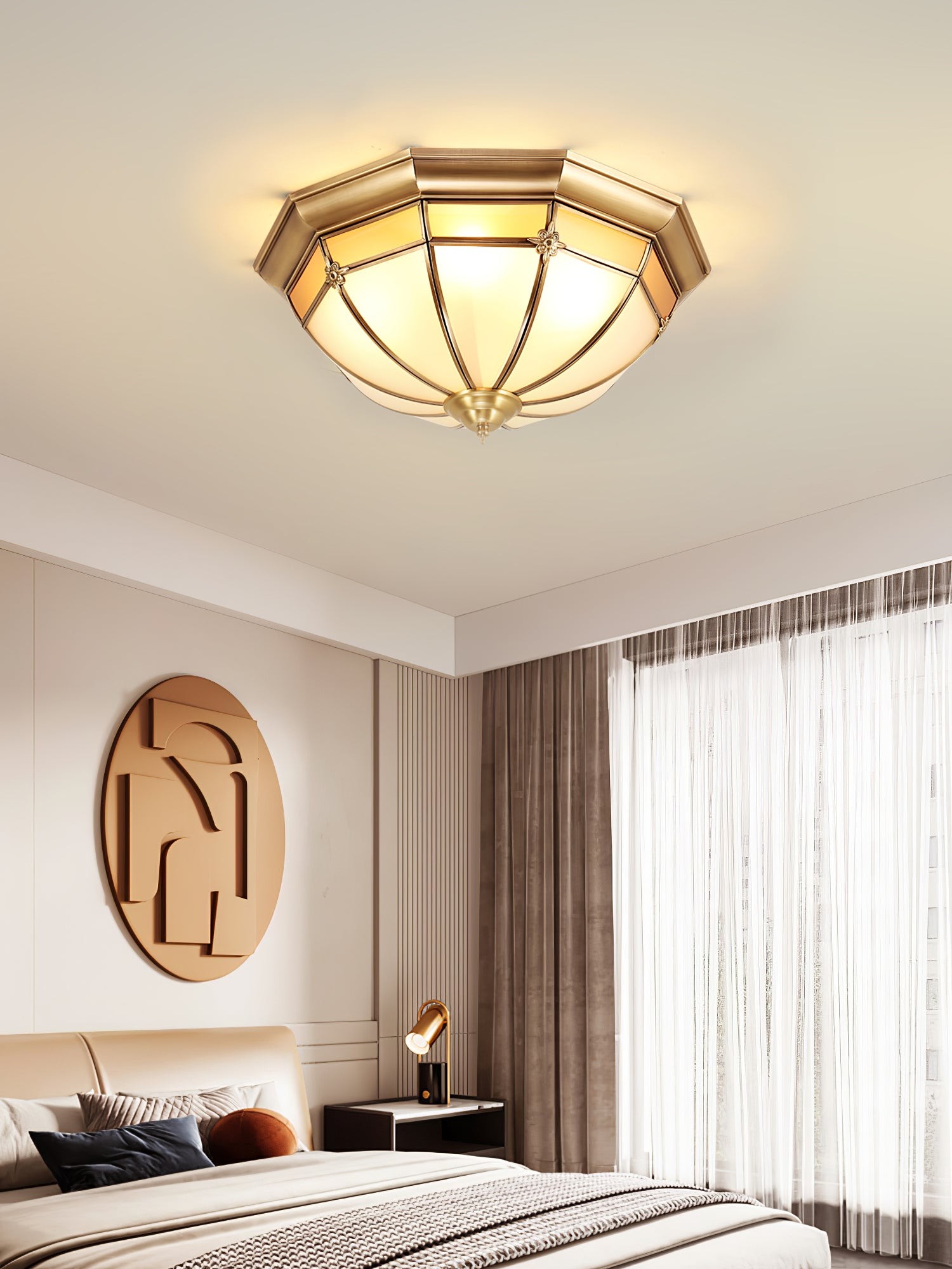 Koepelvormige messing plafondlamp HL463
