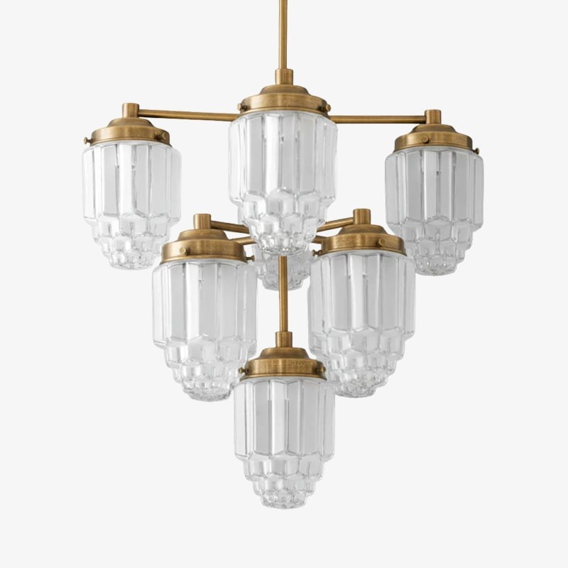Tierlux Glazen kroonluchter met textuur van messing - Tijdloze verlichting met stijl HL1737