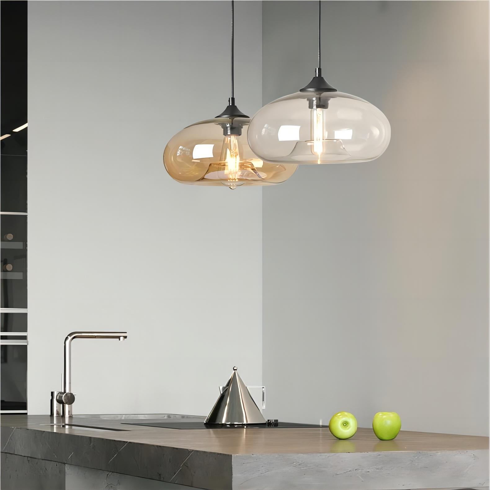 Scandinavische Macaron transparant glas kunst hanglamp HL109