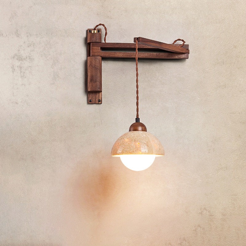 Traditionele Japanse houten travertijn bolvormige intrekbare opvouwbare wandlamp HL1111