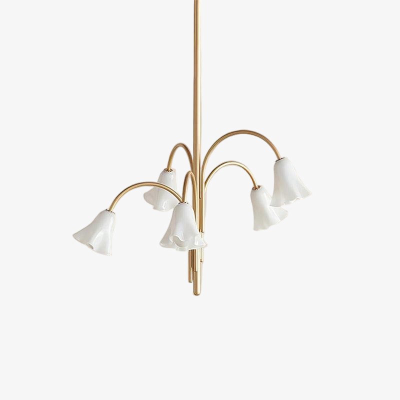 Bellina moderne romantische kroonluchter - botanisch lelie-ontwerp met glazen bloemen HL1642