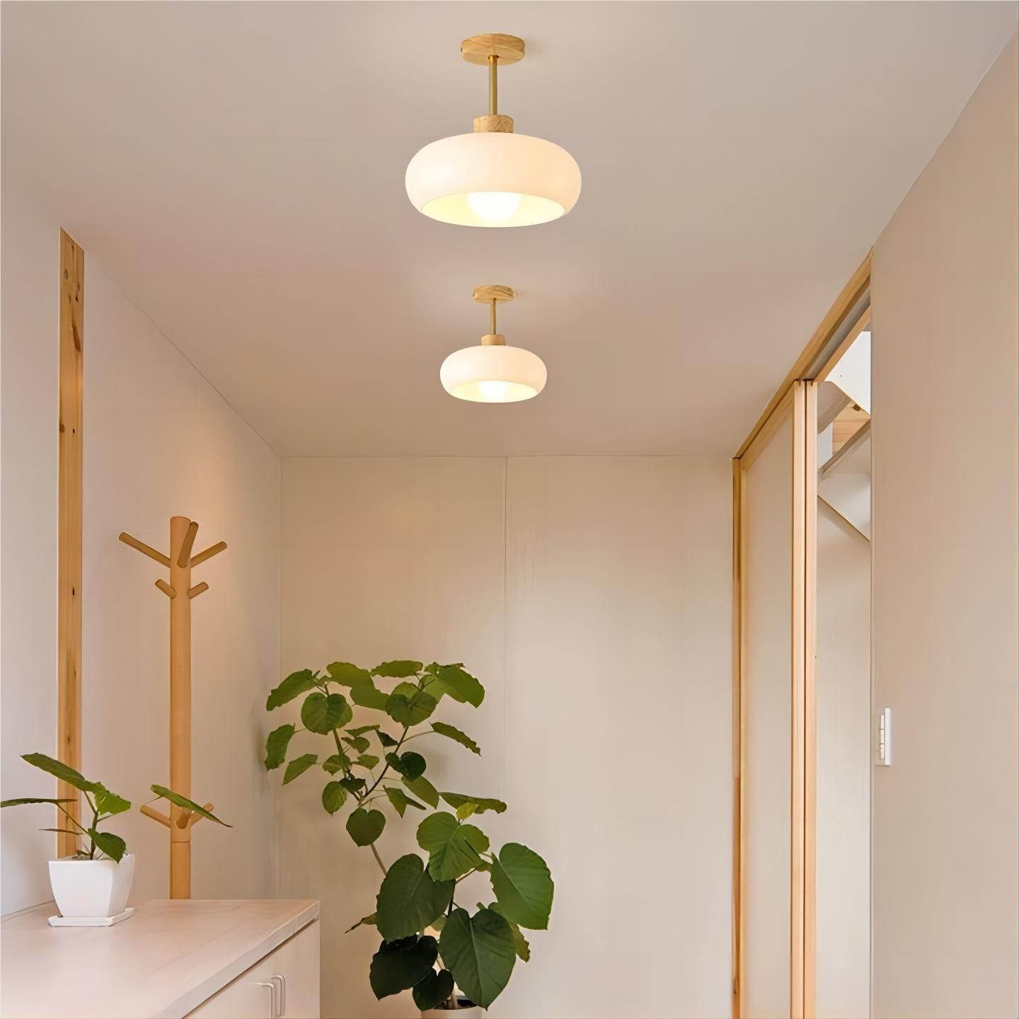 Vintage Bauhaus Glazen Schijfplafondlamp HL153
