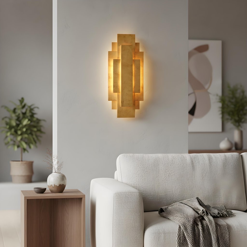 Kelsar Rechthoekige Wandlamp - Goud- en Zilverkleurige Afwerking voor Woonkamer of Slaapkamer HL2248