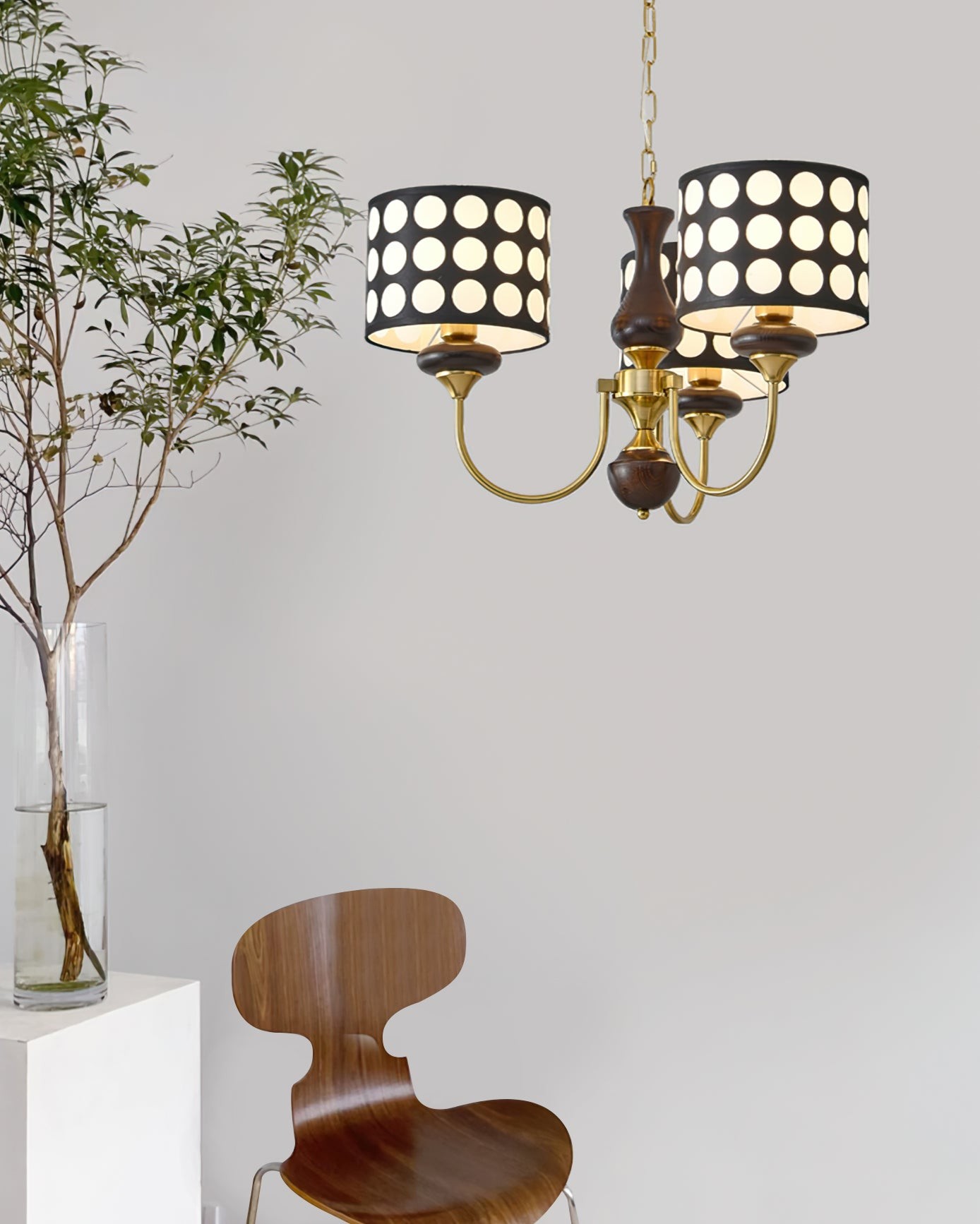 Moderne luxe zwarte kroonluchter met meerdere koppen en stippen HL1121