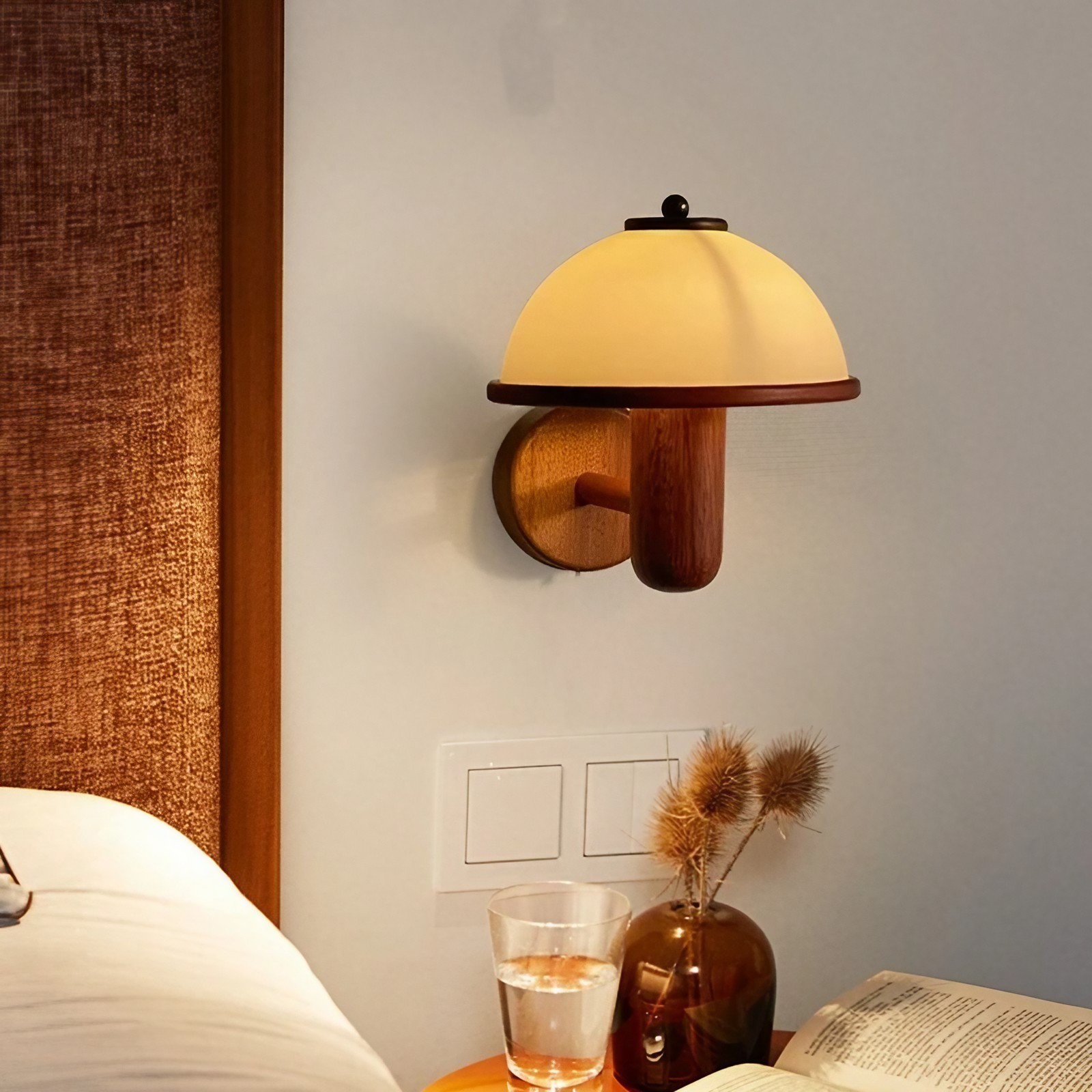 Vintage Mushroom Houten Wandlamp HL300