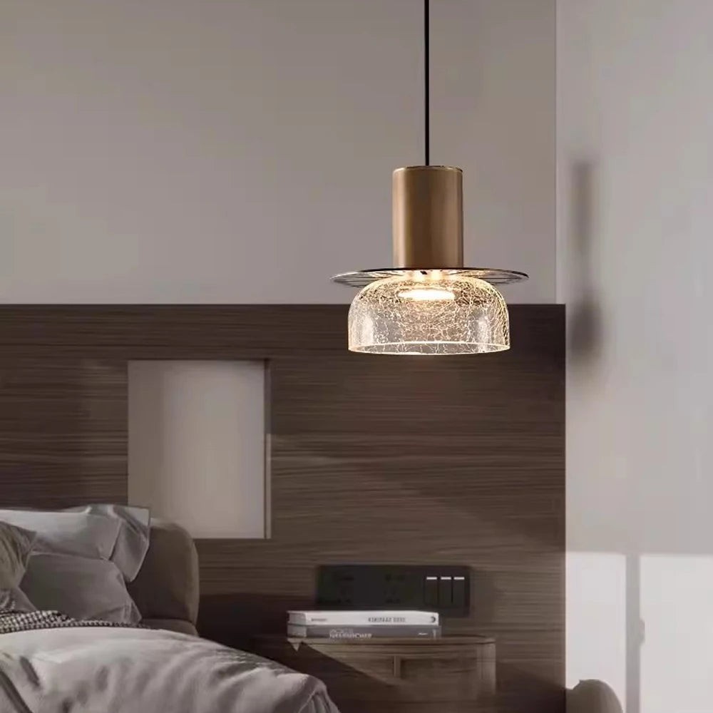 Retro hanglamp van gebarsten glas HL1253