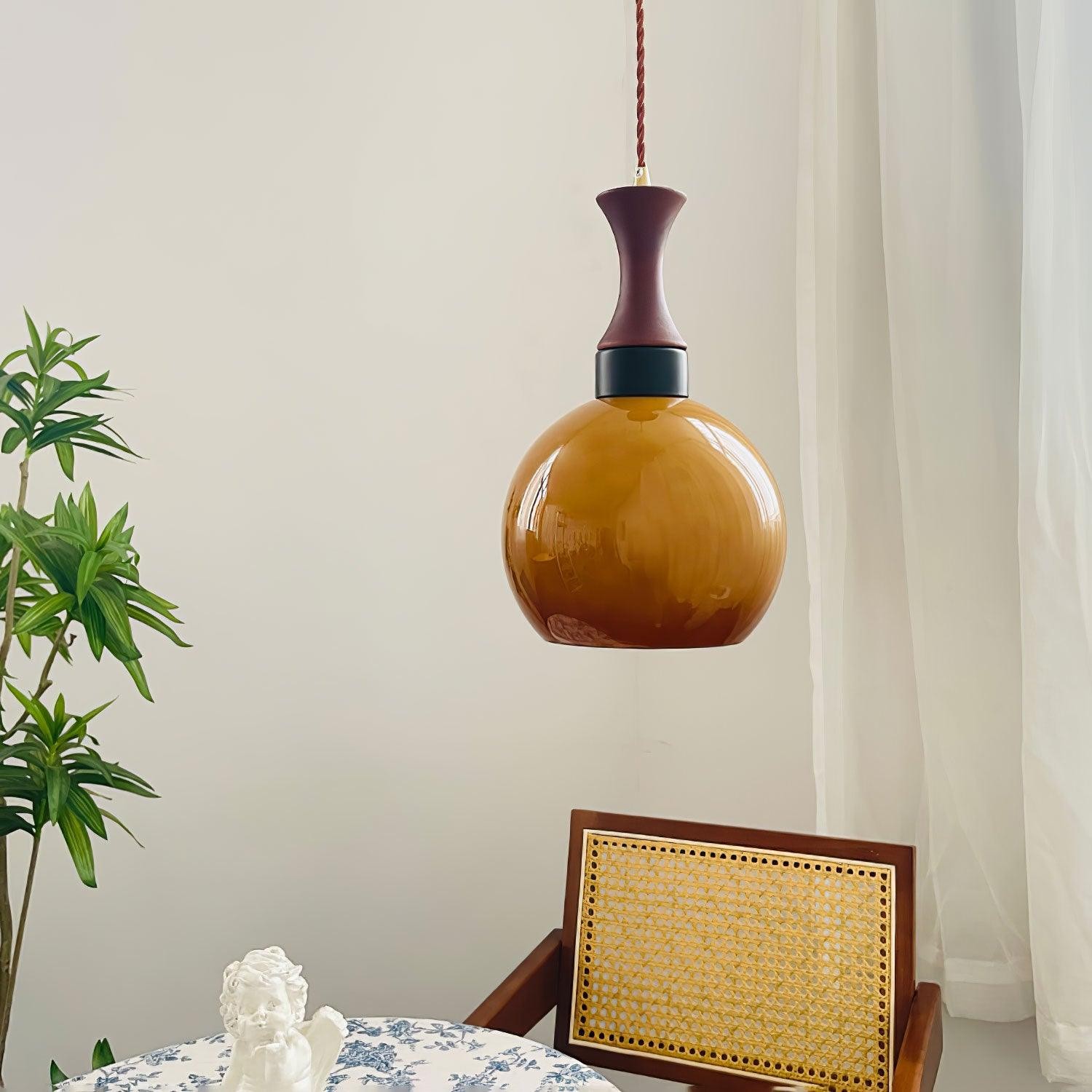 Bolvormige oranje praktische luxe hanglamp HL650