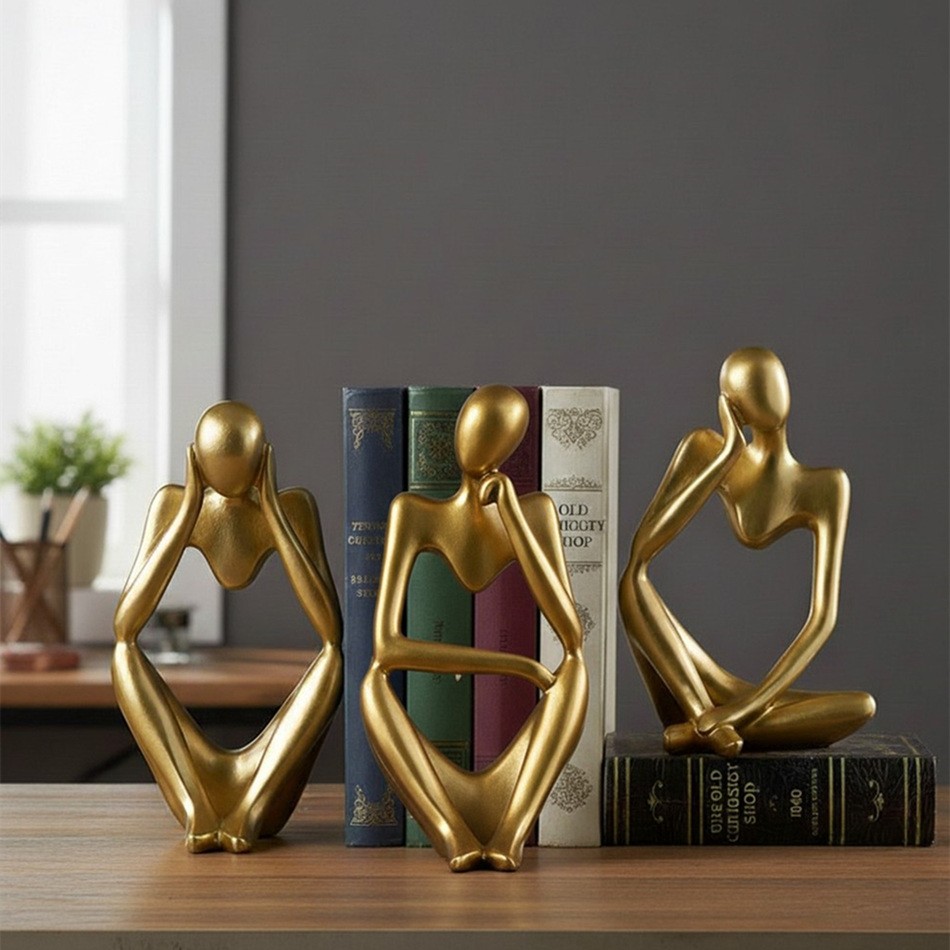 Floxo Lazy Dog en Abstracte Scandinavische Mensenfiguur Minimalistische Sculptuur voor Moderne Planken en Bureaus HL2521