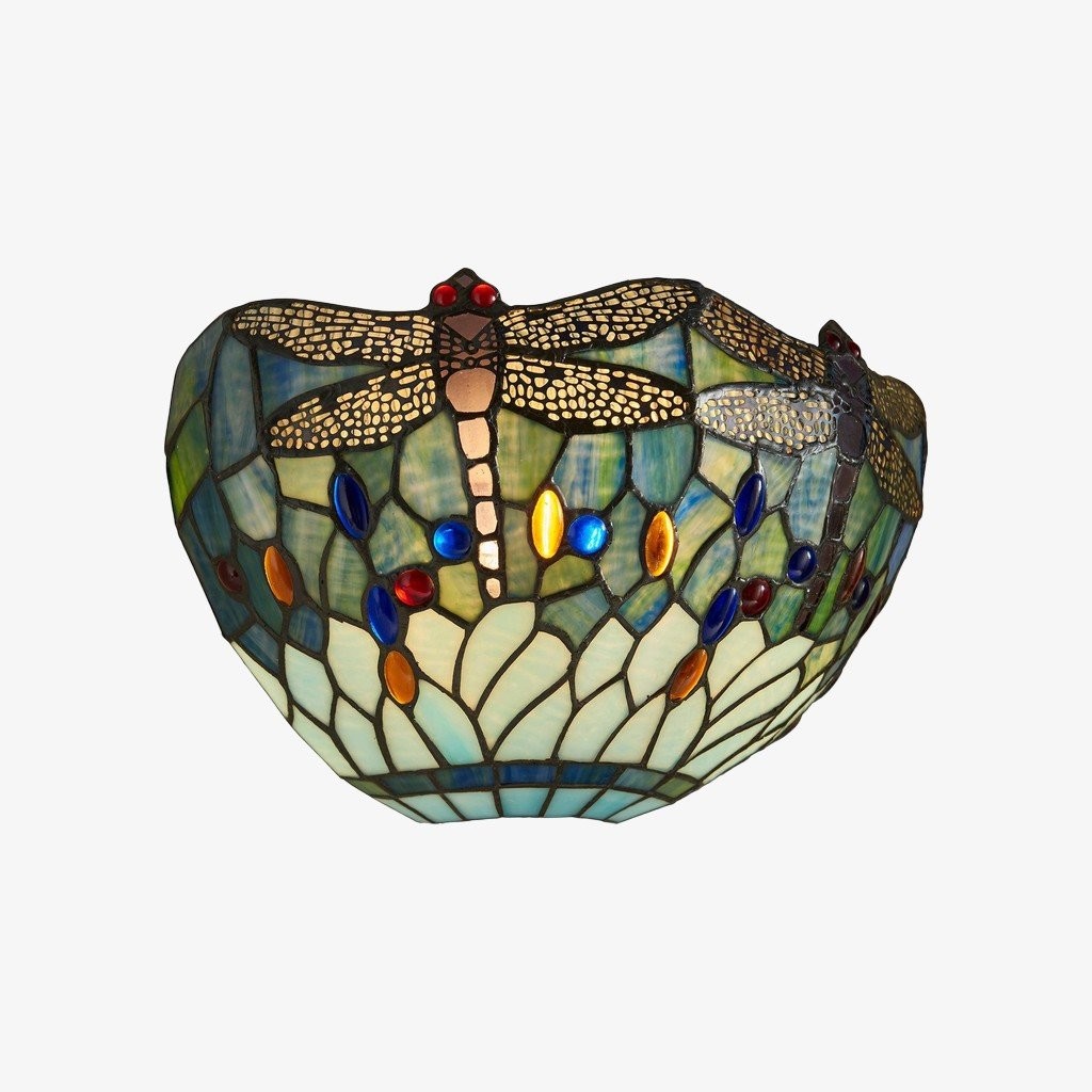 TF Wandlamp met libellenpatroon - Klassiek handgesneden glas-in-lood voor hallen en slaapkamers HL2117