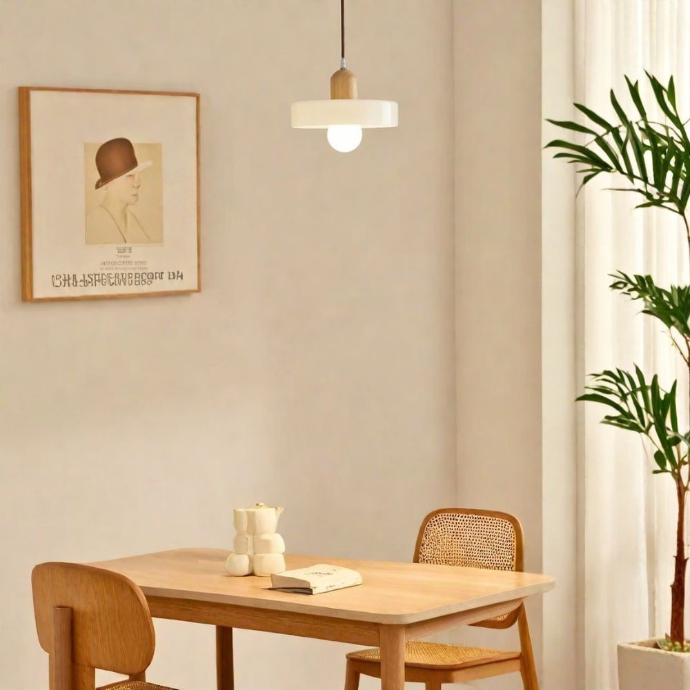 Morandi Glazen Hanglamp - Houten Schijfontwerp HL1047