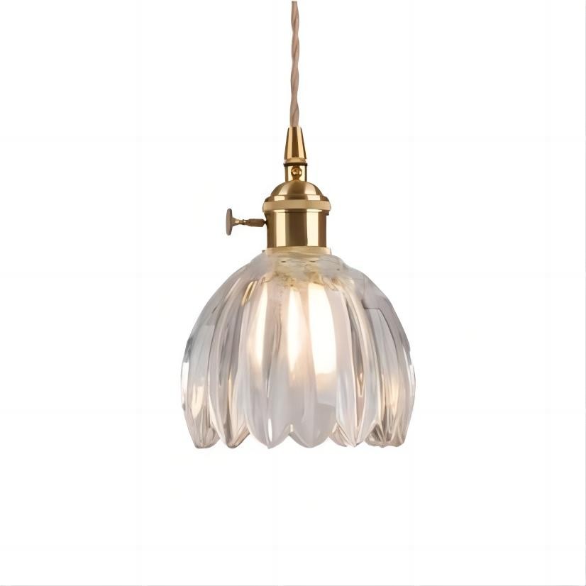 Retro koperen glazen bloemblaadjes hanglamp HL90