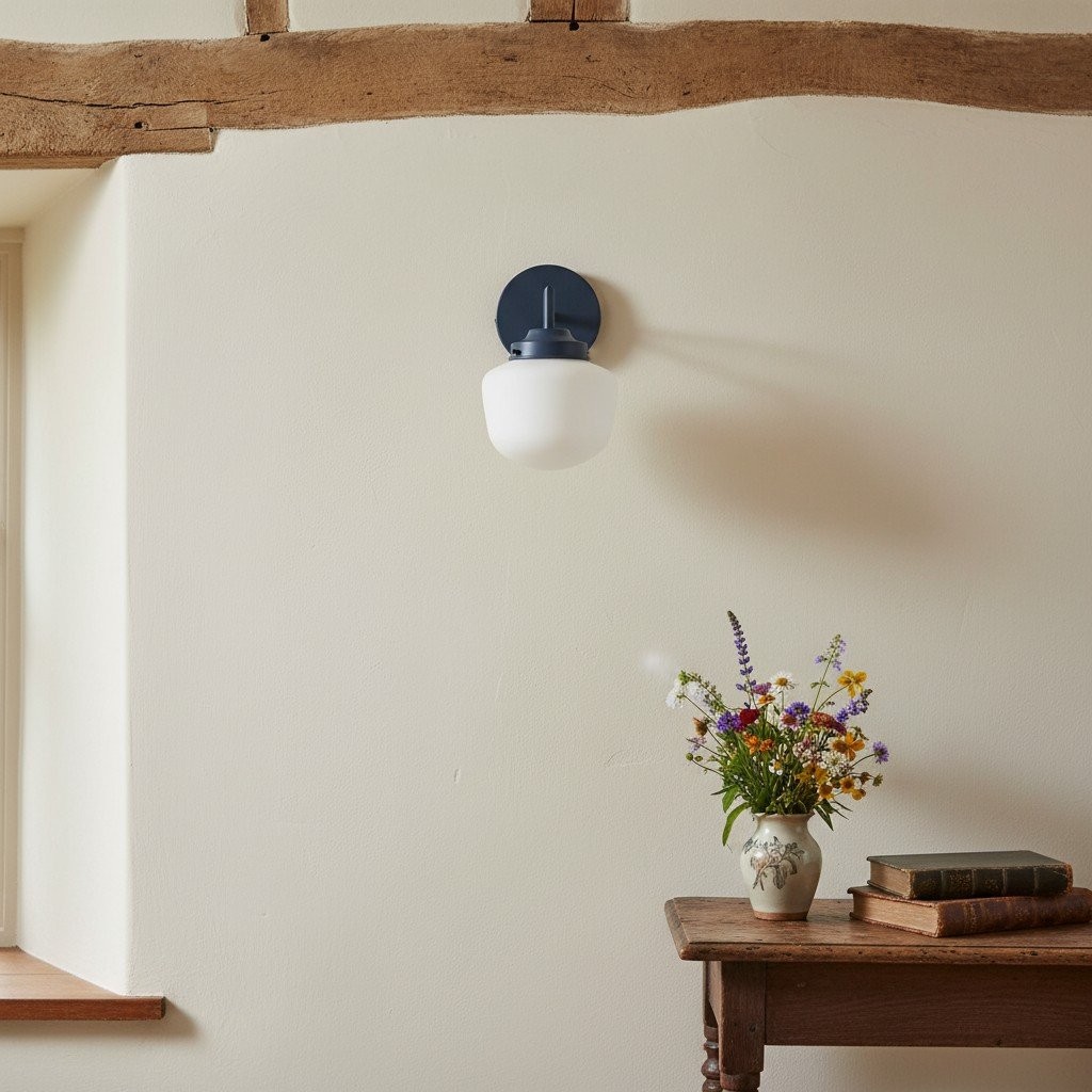 Opaalglazen wastafellamp - Vintage geïnspireerde badkamerwandverlichting HL1666