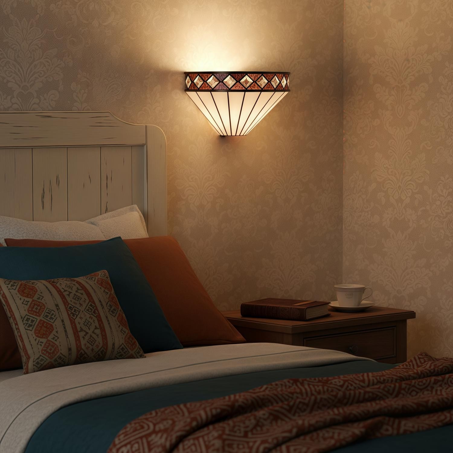 TF Fargo Art Deco wandlamp met diamantmotief - Glazen wandlamp voor hal en slaapkamer HL2181