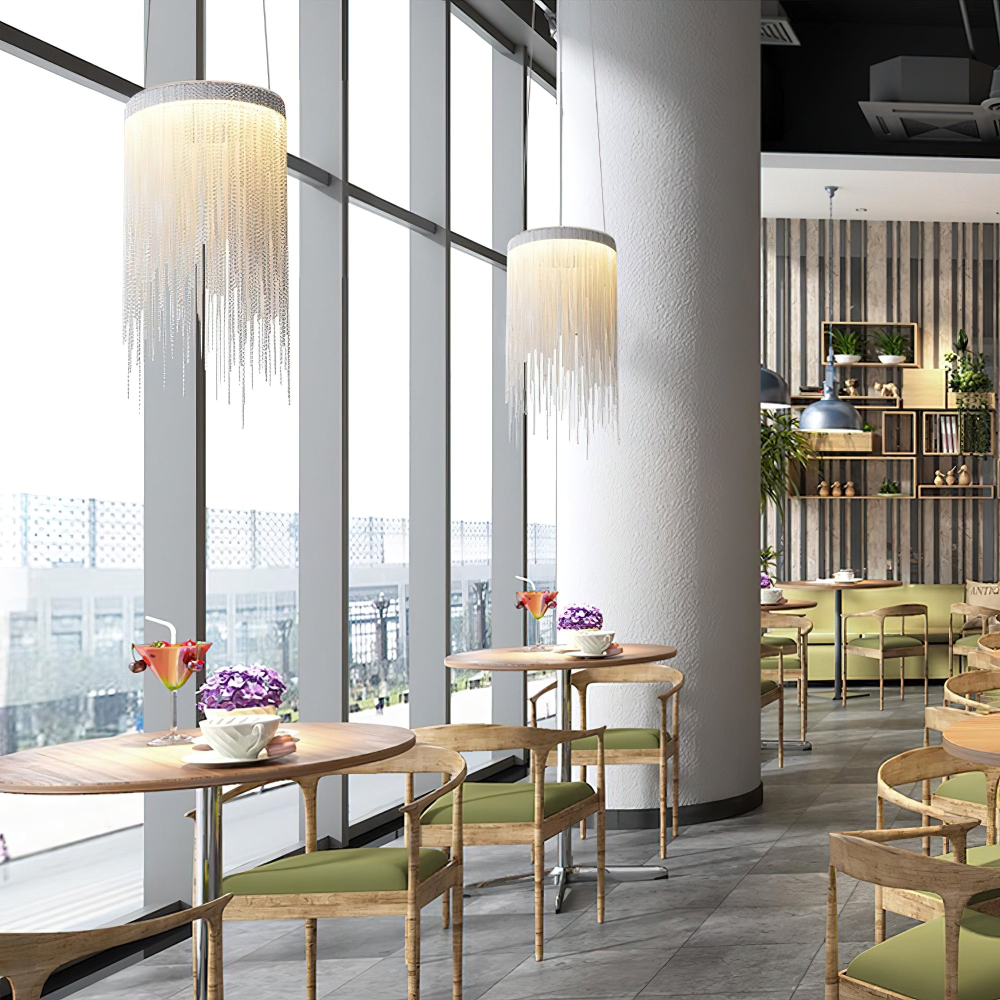 Hanglamp met aluminium ketting en kwastjes HL1181