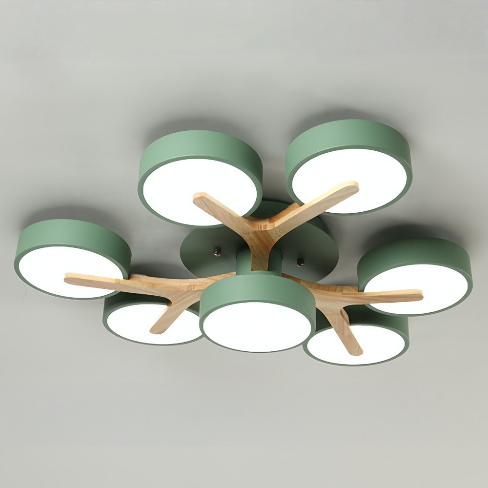 Nordic Disc Wood Plafondlamp - LED Semi-Flush Mount voor Slaapkamer HL1353