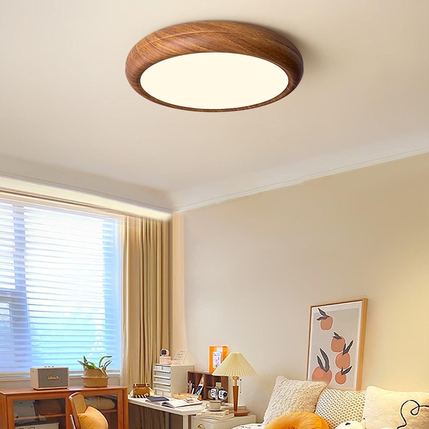 Ronde plafondlamp met houtnerf HL825