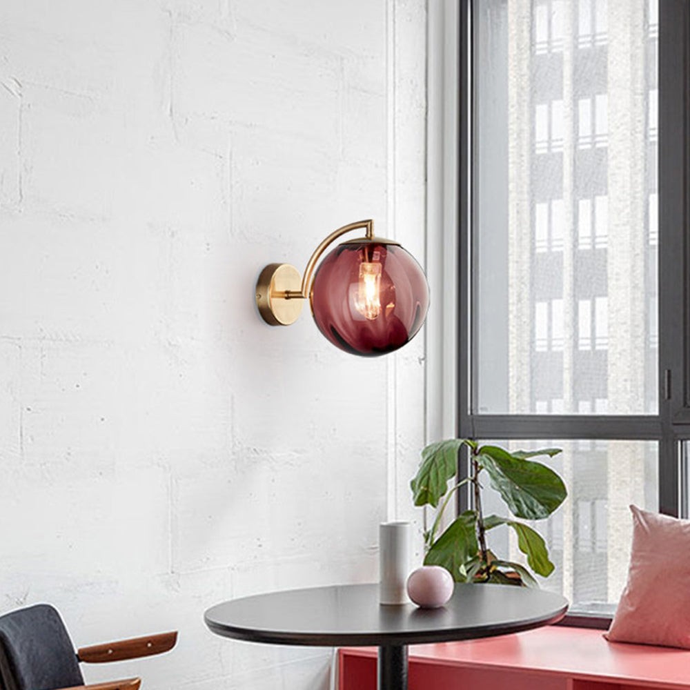 Moderne glazen veelkleurige bolvormige gouden lamppaal wandlamp HL697