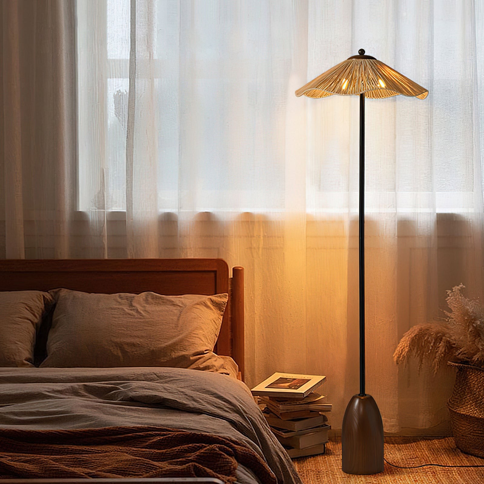 Retro strohoed vloerlamp HL1184