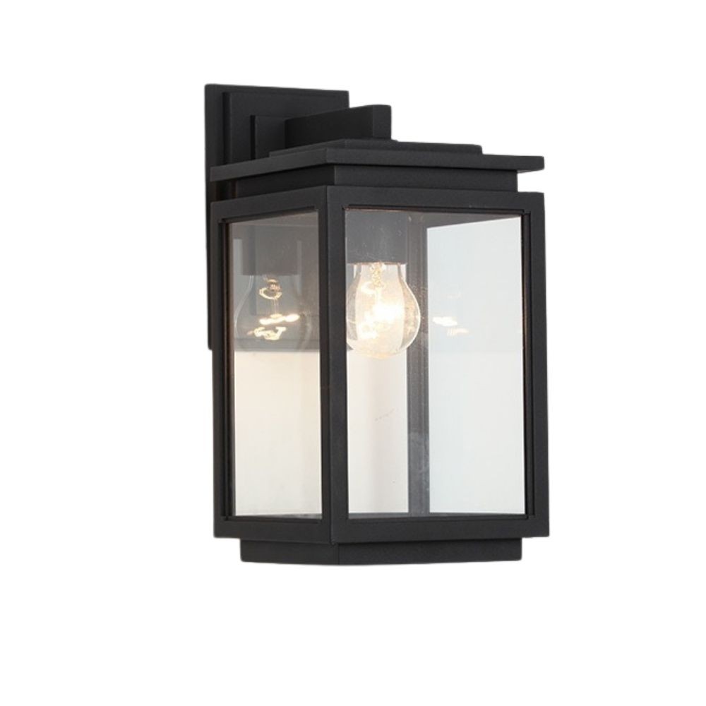 Waterdichte Zwarte Rechthoekige Glazen Buiten Wandlamp HL1005