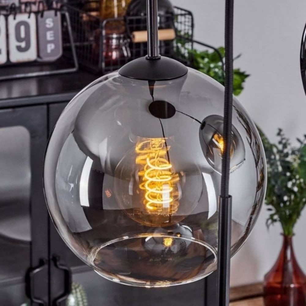 Koyoto rookgrijze glazen bol hanglamp