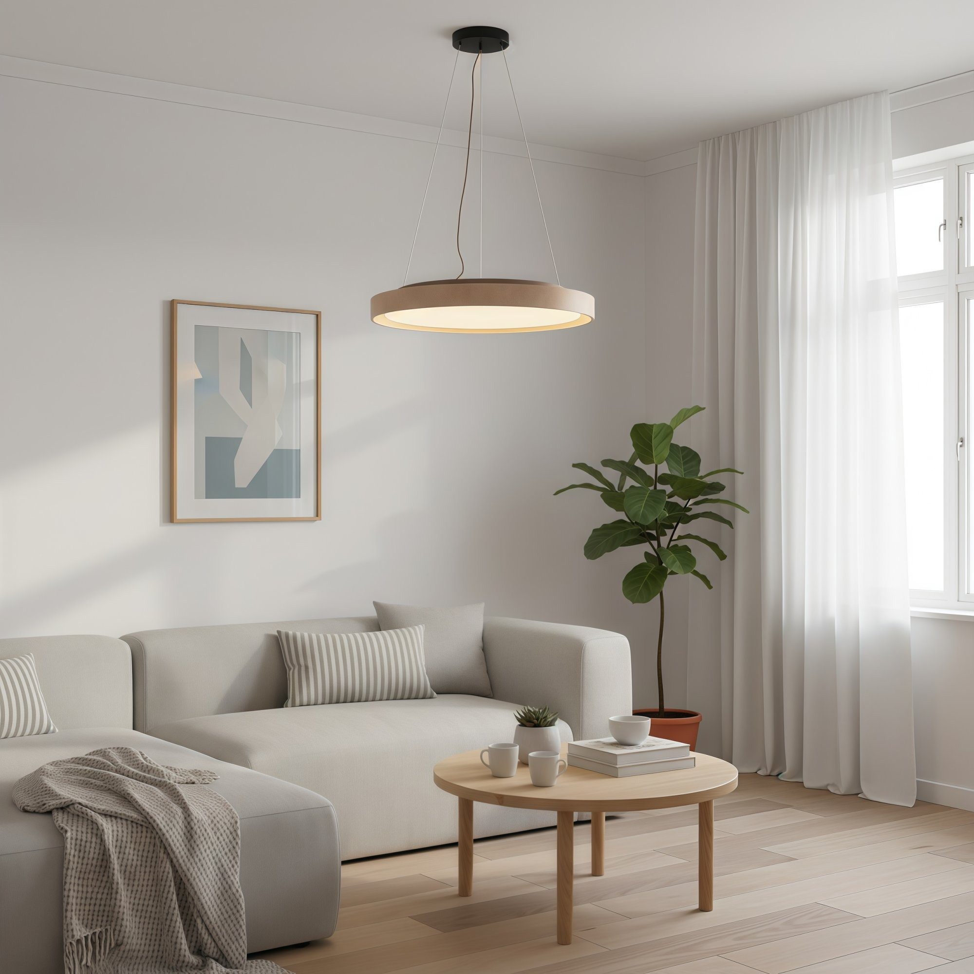 Miravelle minimalistische hanglamp met natuurstenen kap voor de eetkamer HL2464