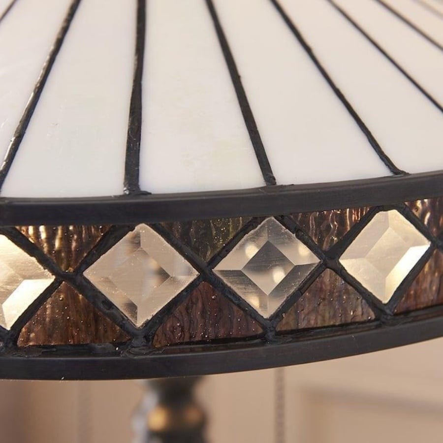 TF Fargo Geometrische Lamp in Tiffany-stijl - Amberkleurig en crèmekleurig glas, accentverlichting voor slaapkamer of