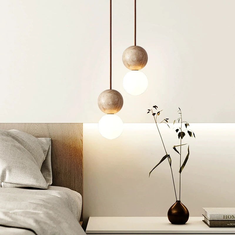 Travertijnsteen Crème Retro Minimalistische LED Hanglamp HL3466