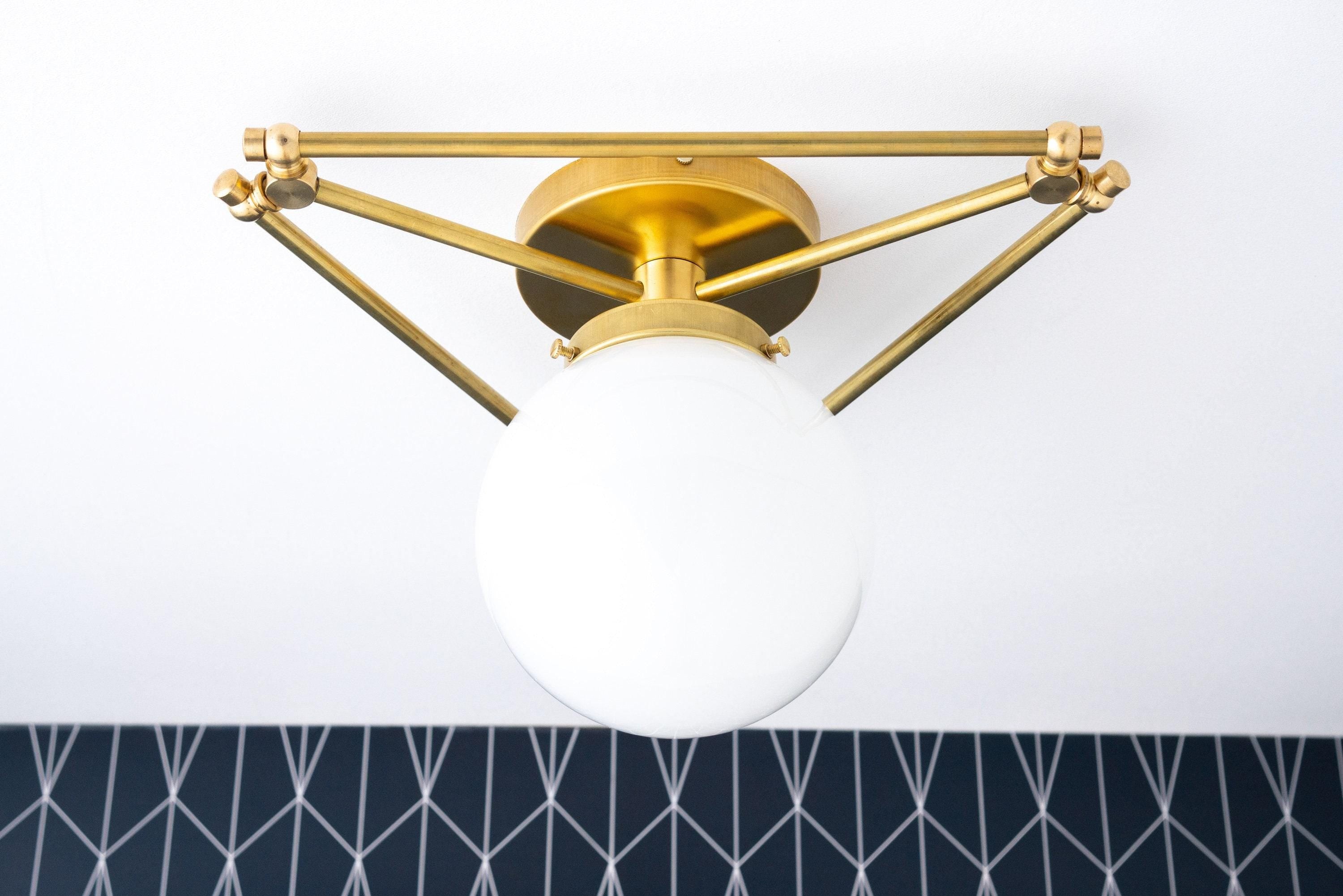 Glorica Glazen Geometrische Plafondlamp van Messing - Mondgeblazen Bolontwerp HL1725