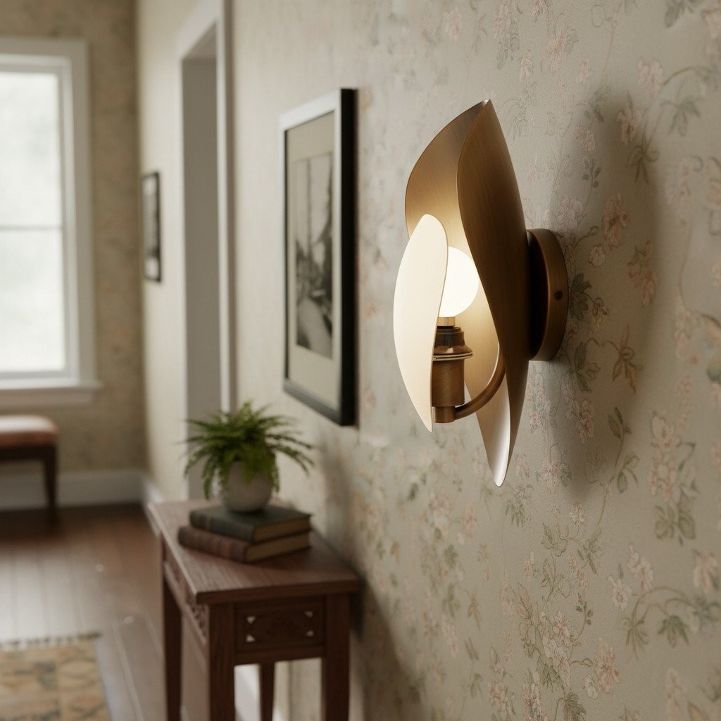 Shella artistieke wandlamp - kap in bloembladvorm voor slaapkamer of hal HL1885