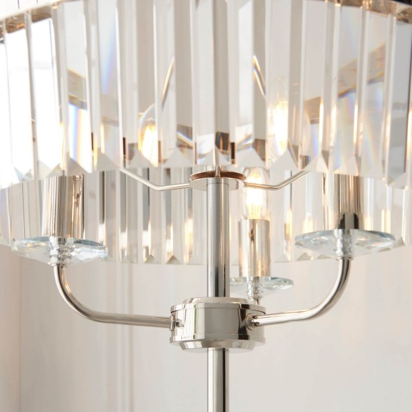 Beveline ronde vloerlamp met 3 lichtpunten - facetgeslepen glazen kappen, klassieke metalen afwerking voor woonkamers HL2071