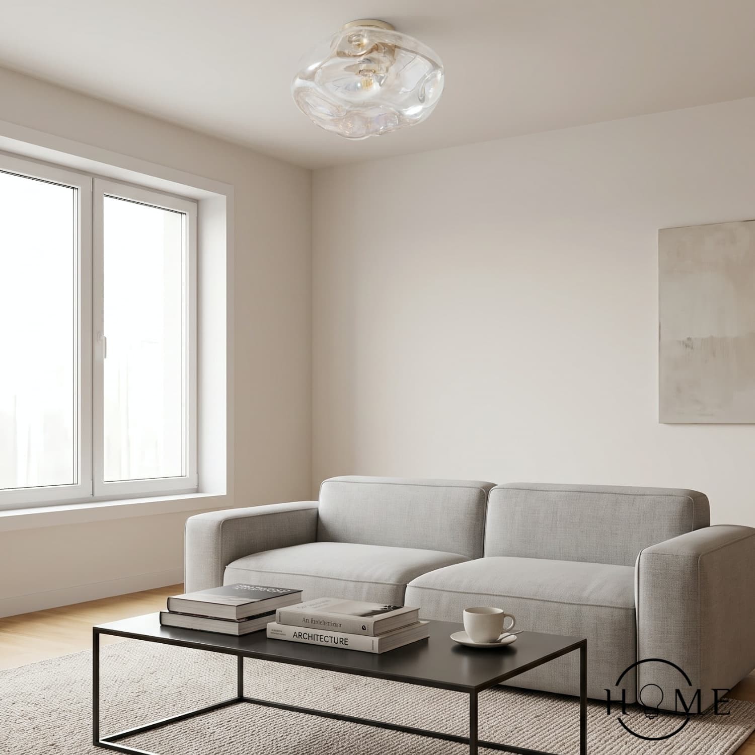 Lightail plafondlamp - iriserend glas met messing voet HL1367