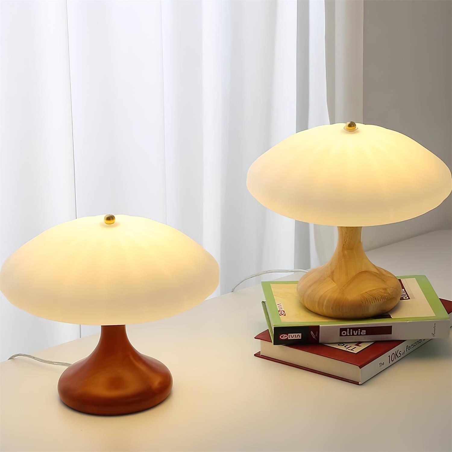 Paddenstoelvormige gebogen tafellamp HL892