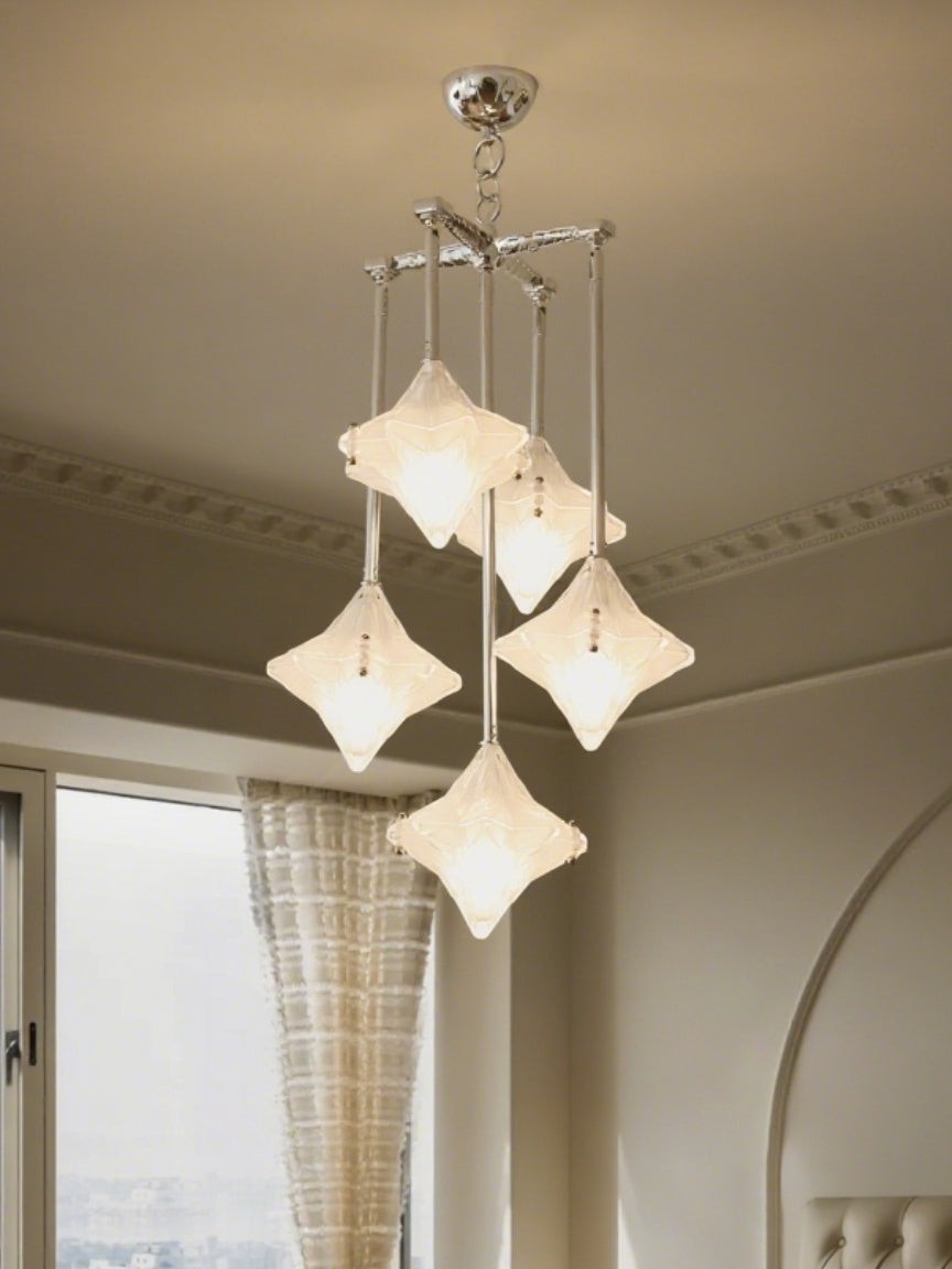 Art Deco Astris Star Kroonluchter - Decoratief armatuur van gematteerd glas voor eetkamer HL1791